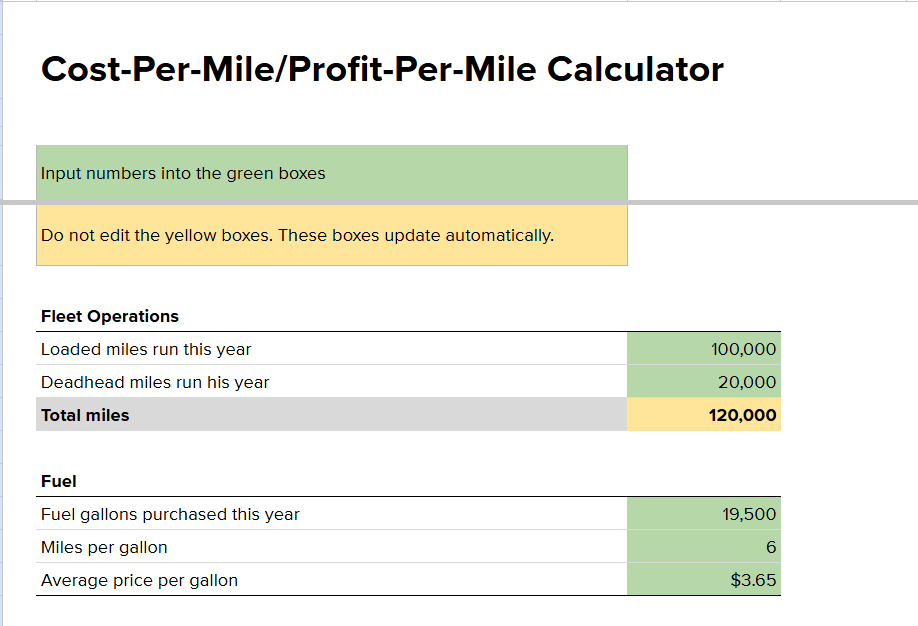 Fuel Optimization/Breakeven Sheet